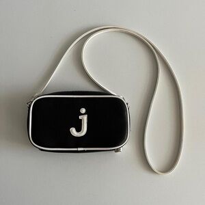 Y2K “J” monogram initial mini handbag purse crossbody black & white monochrome